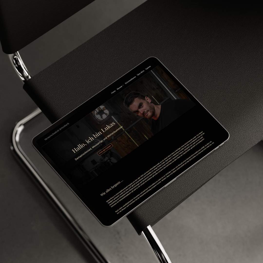 Webdesign Tablet Messerschmiede Jettenbach Damastmesser & Schmiedekurse